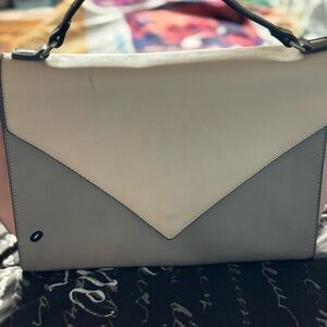 JustFab Cream and Gray Shoulder Bag